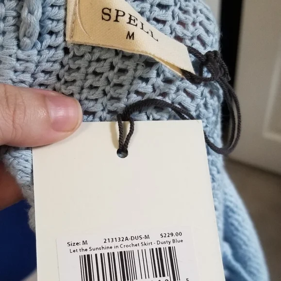 Spell and the Gypsy Collective Let the Sunshine In Crochet Skirt Blue NWT Sz M - Picture 6 of 6